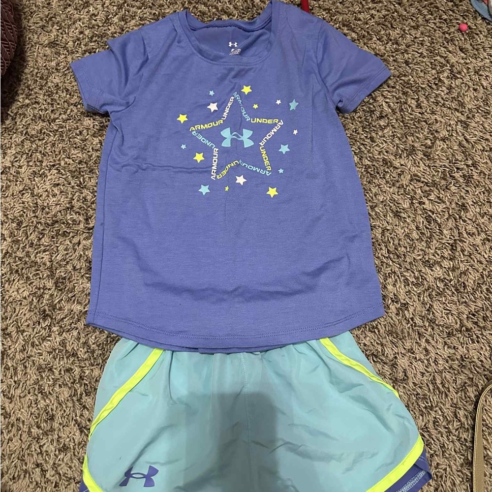 Under Armour Purple Tee and Shorts with Star Design